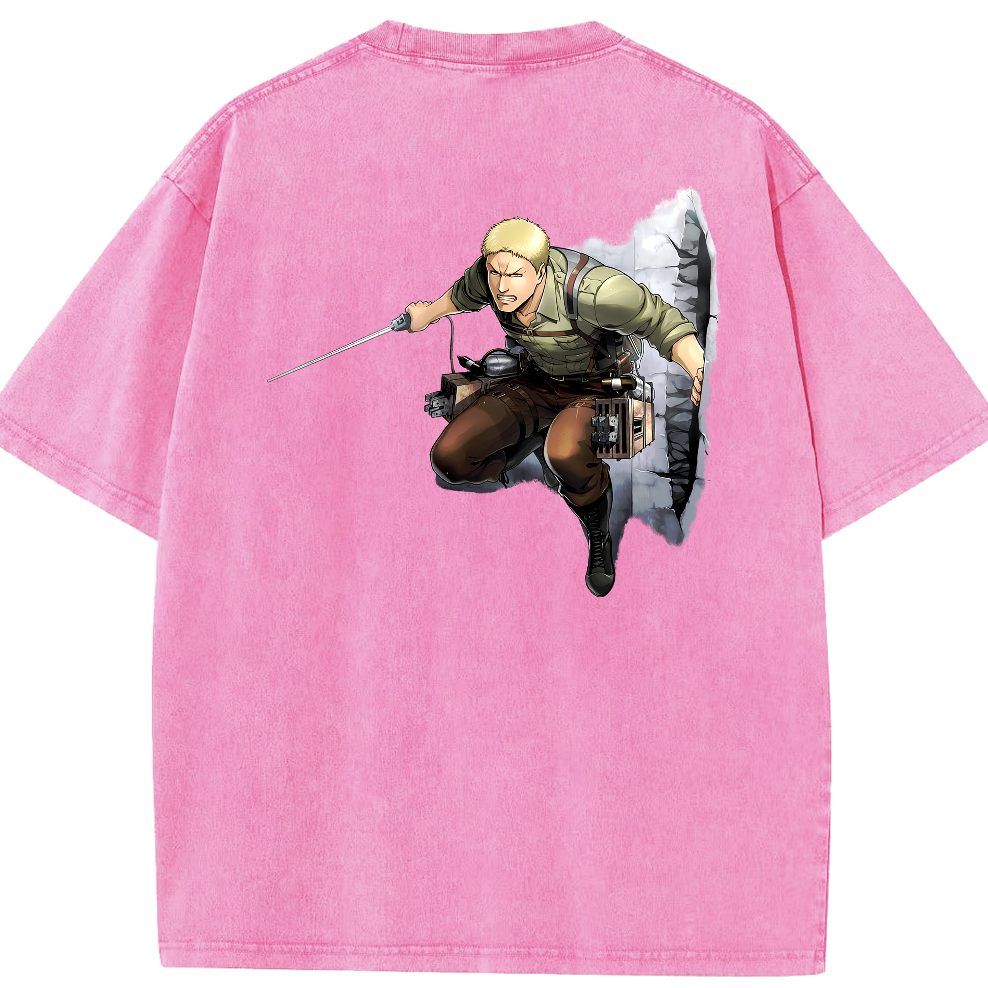 （画像用） 進撃の巨人 ライナー・ブラウン Attack on Titan Reiner Braun 綿100% ヴィンテージ風 半袖Tシャツ（背面プリント）
